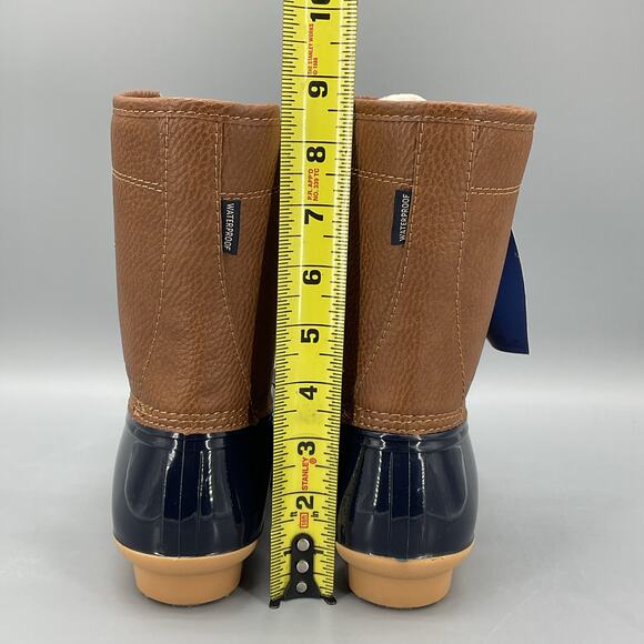 NEW JBU Women’s Maplewood Waterproof Lace Up Rain Boots Navy/Tan Size 11M - Picture 4 of 11